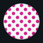 Imán Puntos de polka de Fuchsia<br><div class="desc">Fuchsia y puntos de polka blanco</div>
