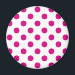 Imán Puntos de polka de Fuchsia<br><div class="desc">Fuchsia y puntos de polka blanco</div>