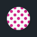 Imán Puntos de polka de Fuchsia<br><div class="desc">Fuchsia y puntos de polka blanco</div>