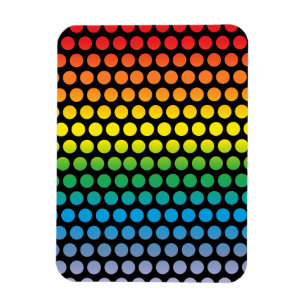 Imán Puntos de polka del arco iris negros