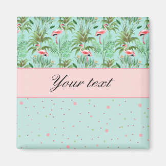 Imán Puntos de Polka Flamingos Rosados