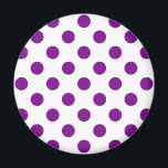 Imán Puntos de polka morado y blanco<br><div class="desc">Puntos de polka morado y blanco</div>