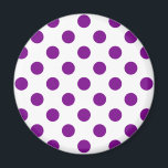 Imán Puntos de polka morado y blanco<br><div class="desc">Puntos de polka morado y blanco</div>