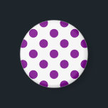 Imán Puntos de polka morado y blanco<br><div class="desc">Puntos de polka morado y blanco</div>