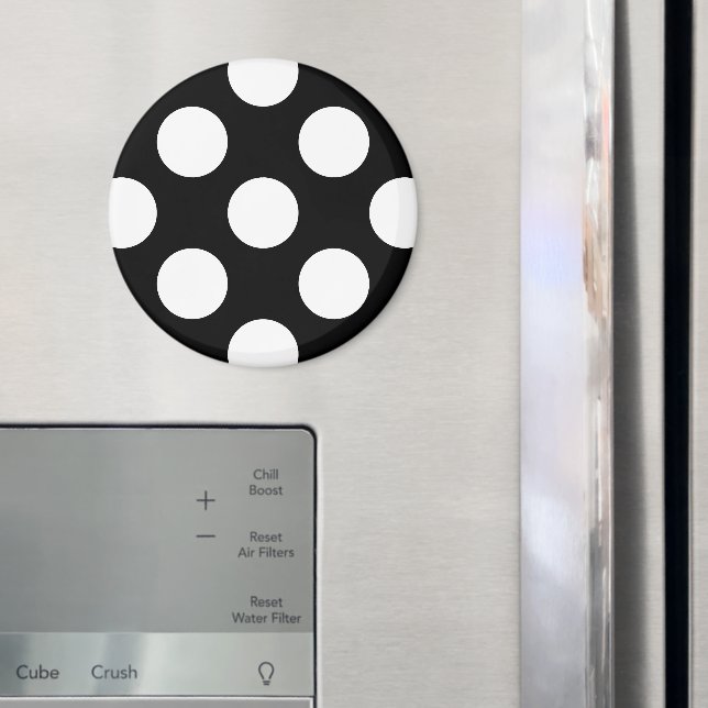 Imán Puntos de polka negros y blancos, patrón de punto  (In situ (nevera))