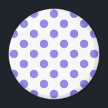 Imán Puntos de polka periwinkle<br><div class="desc">Punto de polka perwinkle sobre fondo blanco</div>