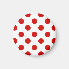Imán Puntos de polka rojos y blancos