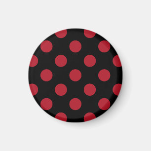Imán Puntos de polka rojos y negros