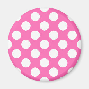 Imán Puntos de Polka Rosado Caliente