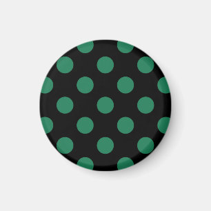 Imán Puntos de polka verdes y negros