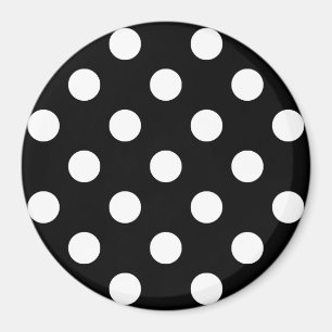Imán Puntos del Polka Blanco sobre fondo negro