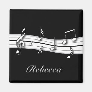 Imán Puntuación de notas musicales en blanco y negro gr