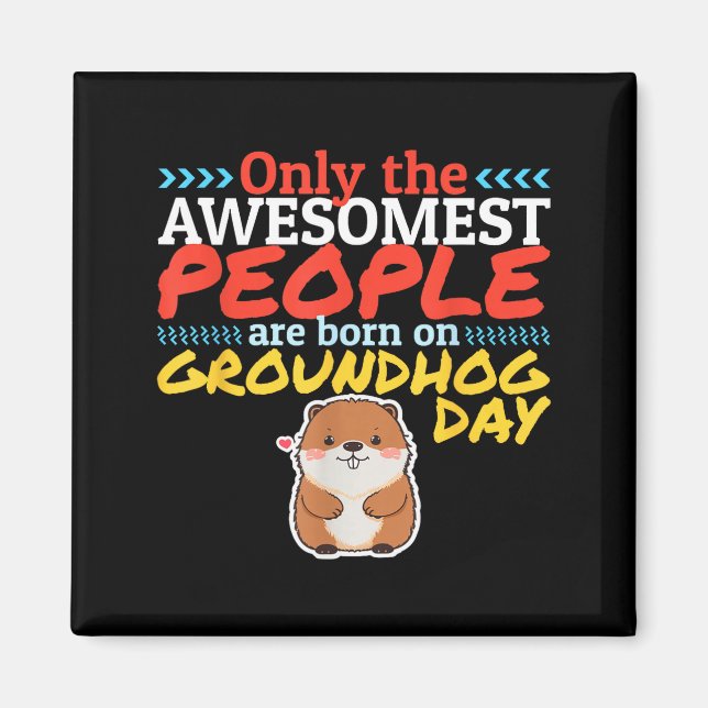 Imán Punxsy Phils Cute Groundhog Day February 2nd Birth (Frente)