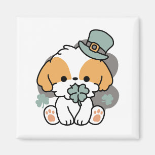 Imán Puppy Afortunado con Trébol – Regalo del Día de Sa