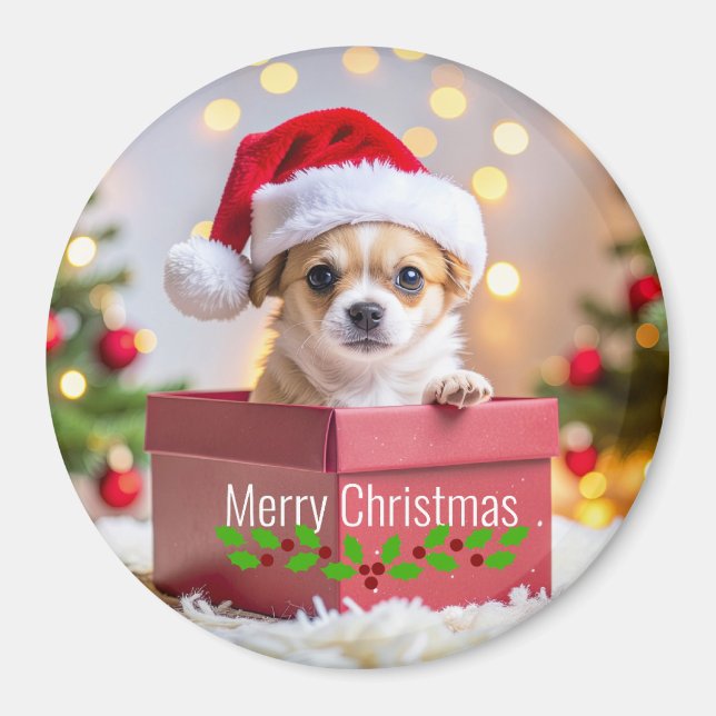 Imán Puppy Chihuahua Perro Navidad (Frente)