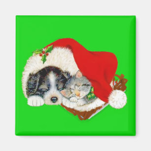 Imán Puppy y Kitten Navidad