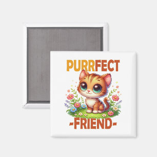 Imán Purfect Friend pun Cute naranja gato gatito person