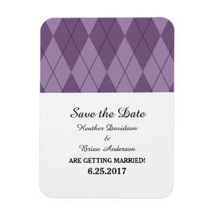 Imán Purple Argyle Save the Date Flexi Magnet