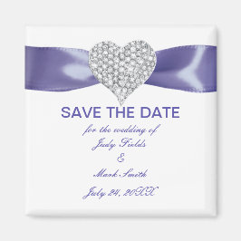 Imán Purple Blue Diamond Heart Save The Date Magnet