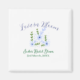 Imán Purple boho love in Bloom bridal shower name retro
