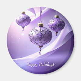 Imán Purple Decorative Christmas Ball Holiday Magnet
