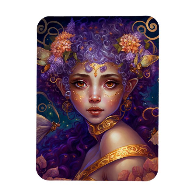 Imán Purple Elf Fantasy Art (Vertical)