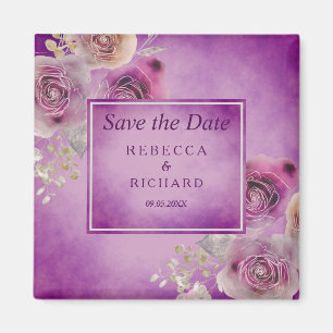 Imán Purple Floral Save the Date