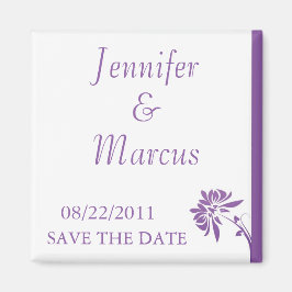 Imán Purple Floral Save the Date Magnet