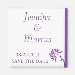 Imán Purple Floral Save the Date Magnet
