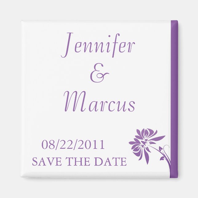 Imán Purple Floral Save the Date Magnet (Frente)