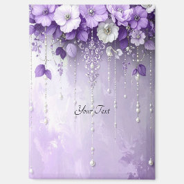 Imán Purple Flowers with Dangling Pearls Magnet