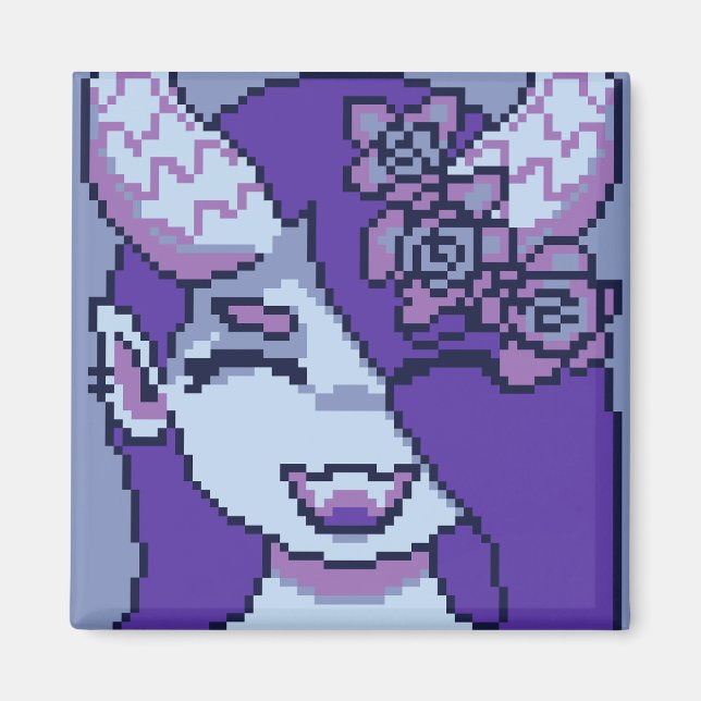 Imán Purple girl smile pixelart, Pixel Art (Frente)
