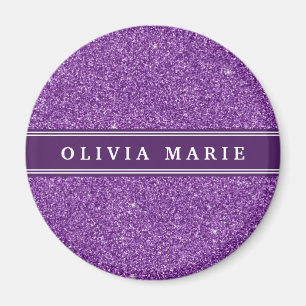 Imán Purple Glitter (faux) Personalized Name