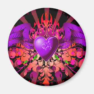 Imán Purple Grunge WingHeart Design