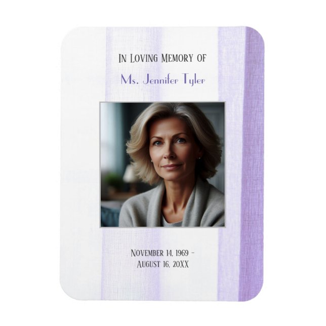 Imán Purple In Love Memory Elegant Funeral Memorial (Vertical)
