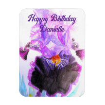 Purple Iris Watercolor Flower Floral Birthday