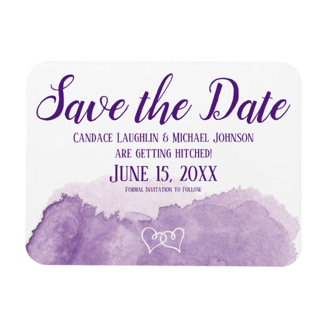 Imán Purple Lavender Save the Date Boda (Horizontal)