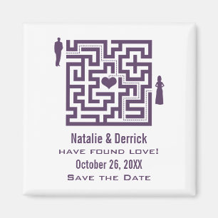 Imán Purple Love Maze Save the Date Magnet
