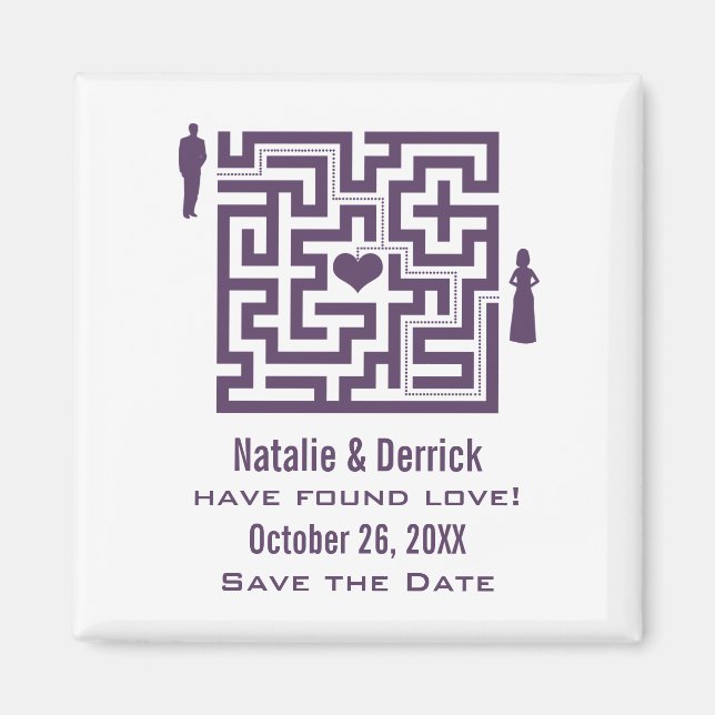 Imán Purple Love Maze Save the Date Magnet (Frente)
