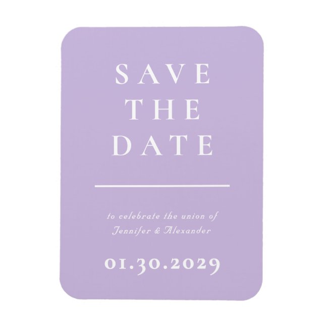 Imán Purple Modern Save the Date Magnet (Vertical)