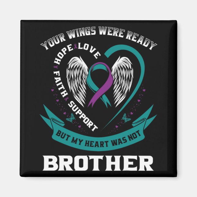 Imán Purple Ribbon Wing Suicide Awareness Prevention Br (Frente)