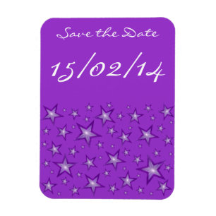 Imán Purple Stars "Save the Date" púrpura flexible