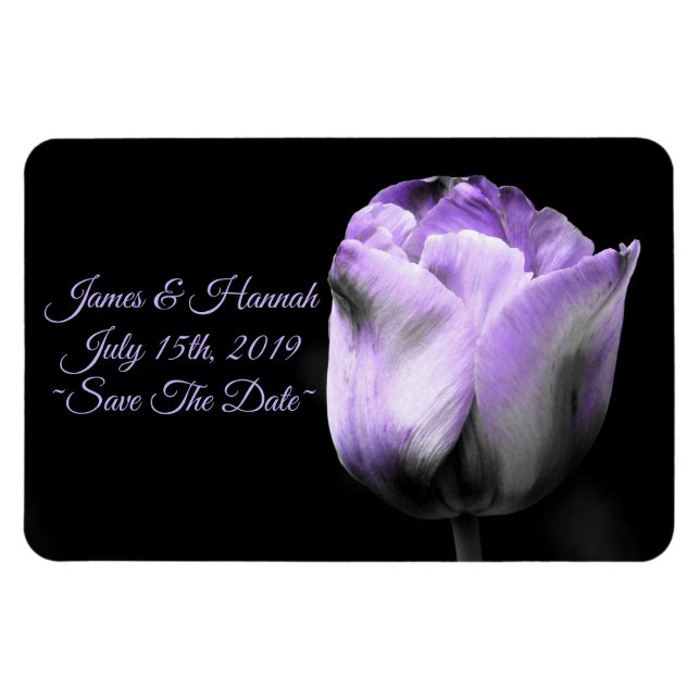 Imán Purple Tulip Boda-guardar la fecha*personalizar* (Horizontal)