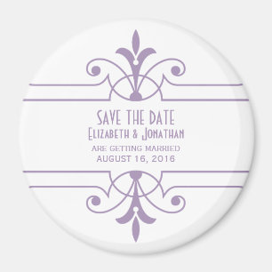 Imán Purple v2 Fancy Ornamental Save the Date Magnet