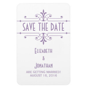 Imán Purple v2 Fancy Ornamental Save the Date Magnet