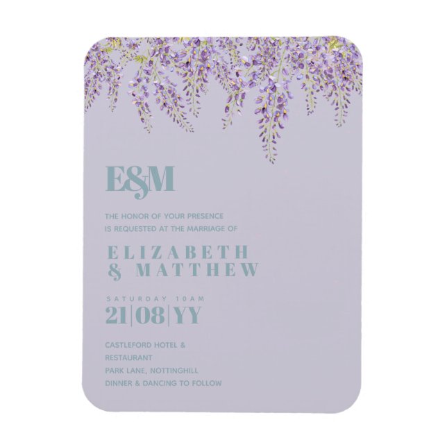Imán Purple Wisteria Sage Floral Garden Wedding (Vertical)