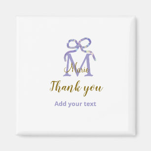 Imán Púrpura arco purpurina añadir nombre letra monogra