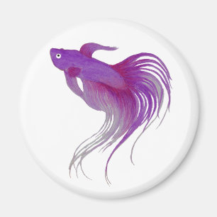 Imán Púrpura Betta Fish Watercolor