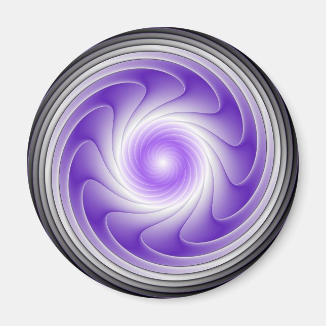 Imán Púrpura Gris 3D Swirl Resumen arte fractal moderno (Frente)
