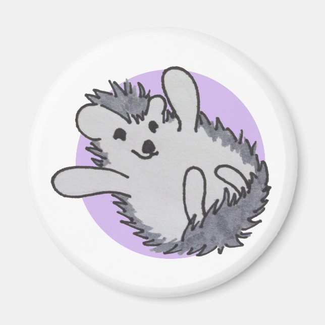 Imán Púrpura Happy Cute Hedgehog (Frente)
